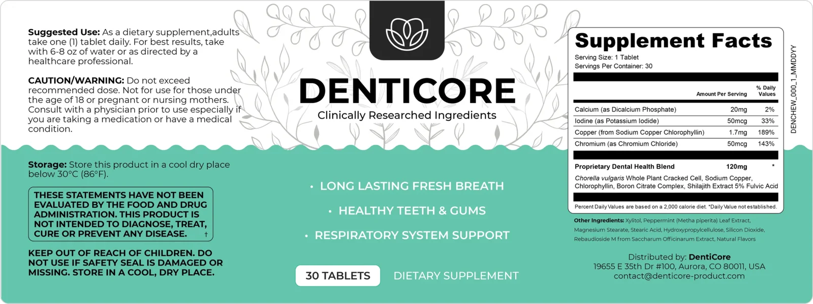 Denticore  supplement facts